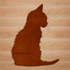 Adorable cartoon kitten sitting on its haunches in a simple silhouette style.