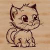 Cuddly Feline Illustration A small domestic cat sitting on its haunches, illustrated in a digital vector format.