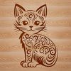 Adorable Kitten Vector Illustration A cute kitten sitting on its haunches, depicted in a vector format with intricate details.