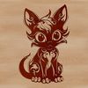 Ornaments Inspired Feline Design A small, cute cat sitting on the ground with ornate details.