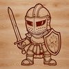 Medieval Fantasy Knight Silhouette An illustration of a knight in full plate armor, perfect for fantasy-themed designs.