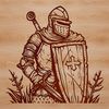 A medieval knight in armor, rendered as a detailed vector graphic.