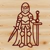 Armored Knight Illustration for Crafts An armored knight character designed as a cuttable graphic for crafts or DIY projects.
