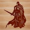 A medieval-style knight figurine in armor, ready for cutting on a Cricut or other cutting machine.