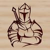 A medieval knight character with armor and sword, designed as vector art.