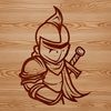 A medieval-style knight in armor, designed as vector art for use with cutting machines and stencils.
