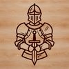 Armored Crusader SVG A medieval knight in armor, depicted in a fantasy style.