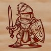 Fantasy Shield and Sword Icon A stylized knight design suitable for various digital and cutting applications.