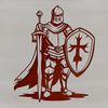 A medieval-style knight figure in a bold, vector design.