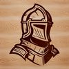 Fantasy Knight Illustration Download A medieval knight in armor with a helmet on his head, rendered as a vector design.