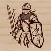 A medieval-style knight illustrated in vector art.