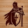 Illustrated medieval knight in armor, suitable for vector design and cutting machine projects.