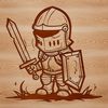 A medieval knight in armor, depicted in a simple vector design.