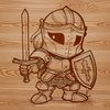 Medieval knight in armor, fantasy illustration designed as a vector graphic.