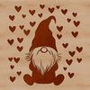 Whimsical Knome with Heartful Poses A mythical creature with love hearts sitting in a relaxed position.