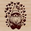 A mythical creature with love hearts, reminiscent of a dwarf or gonk, sitting in a playful pose.