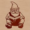 A mythical creature with a dwarf-like appearance, sitting and reading a book in a cozy setting.