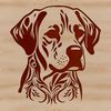 Labrador Dog Head Silhouette An ornate SVG design featuring the face of a friendly Labrador dog, ideal for crafting or digital art.