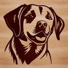 A high-quality illustration of a happy Labrador Retriever's head.