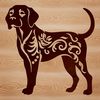 A detailed illustration of a standing Labrador Retriever in vector format.
