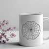 A delicate, intricately designed spider web rendered as a scalable vector graphic (SVG).