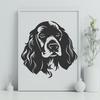 Digital Dog Portrait of a Cocker Spaniel Breed A digital illustration of a cocker spaniel dog's head in vector format.