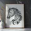 Scalable Vector Art Horse Illustration with Clean Lines An SVG graphic representation of a horse with clean lines and scalable design.