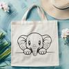 Playful Elephant Silhouette A digital illustration of a peeking elephant.