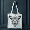Highland cow illustration, a Scottish farm animal breed.