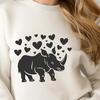 Stylized Rhino Illustration with Love Hearts A stylized illustration of a rhino with heart accents, suitable for various design applications.