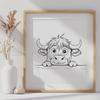 Creative Highland Cow Printable Artwork In PNG For Free Download