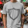 Modern Armor Emblem with Intersecting Lines and Shapes Vector shield icon made from intersecting lines and shapes, suitable for various uses including commercial designs.