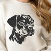 Adorable Boxer Face Vector Illustration A vector graphic representation of a Boxer dog's facial features, ideal for use in digital art, crafting, or DIY projects.