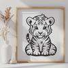 Stunning Sitting Cub Vector Image