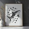 A stylized illustration of a shark surrounded by love hearts, suitable for various digital applications.