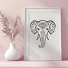 A detailed illustration of a majestic elephant with intricate design.