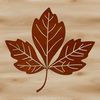 An ornamental design element featuring a single leaf, suitable for graphic design projects.