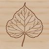 A detailed, computer-generated illustration of a single leaf with intricate veins and edges.