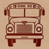 Colorful School Vehicle Silhouette A blue school bus with a prominent yellow stripe, surrounded by basic shapes and lines.