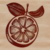 Sliced Citrus Fruit Graphic A simple illustration of a sliced lemon with visible seeds.