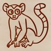A simple line drawing of a lemur, a wild animal native to Madagascar.