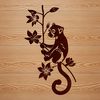 A vector illustration of a lemur in a natural setting surrounded by floral elements.