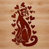 A Lemur standing on hind legs with heart symbols above its head and around its body.