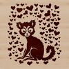 A lemur with hearts surrounding its body, depicted as a vector graphic illustration.