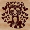 Lovable Lemur Clipart A cartoon lemur with love hearts around its face, suitable for digital art projects.