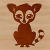 Close-up illustration of a small lemur sitting on a tree branch, suitable for vector graphics and cutting machine designs.