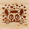 Lovable Lemur Peeking Out from Heart A close-up vector illustration of a lemur's head peeking out from behind a heart.