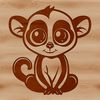 A small, wild primate with a long tail and large eyes, depicted in a clean vector graphic style.