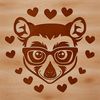Heart-Touched Wild Animal Clip Art A vector illustration of a lemur's head with heart symbols surrounding it, suitable for digital design.