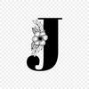 Floral Letter Vector Drawing In PDF For Free Download